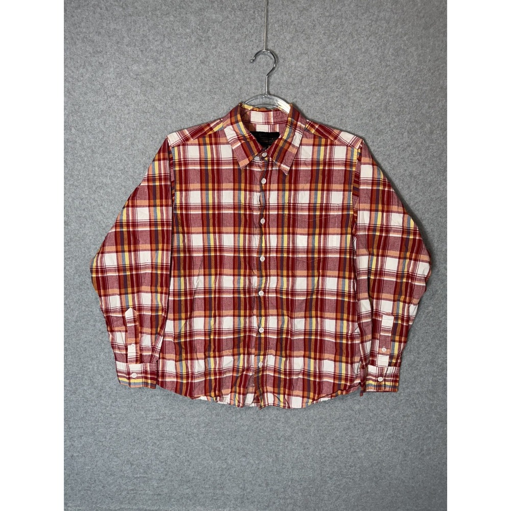 Urban Pipeline Shirt Mens Large L 14/16 Red Yellow Plaid Long Sleeve Button Up